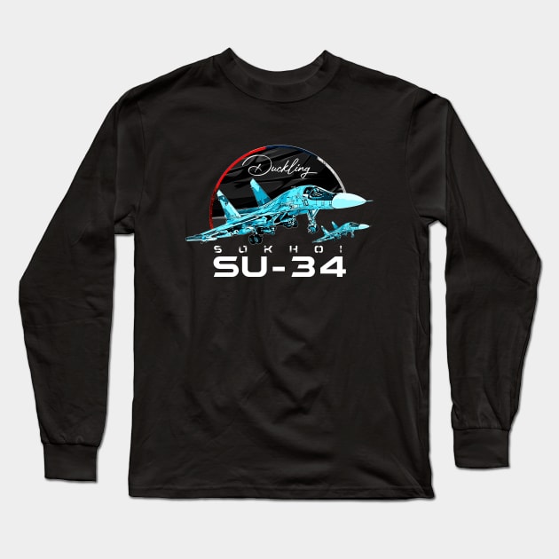 Sukhoi SU-34 Russian Fighterjet Bomber Long Sleeve T-Shirt by aeroloversclothing